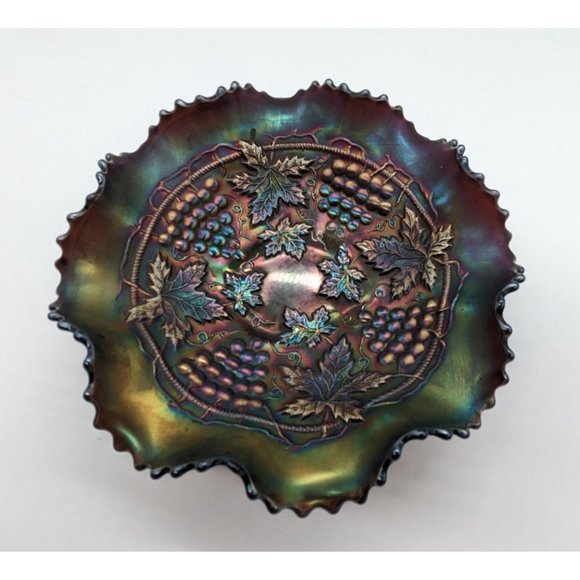 Northwood Iridescent Grape and Cable Plate Carnival Glass Vintage - Picture 5 of 16